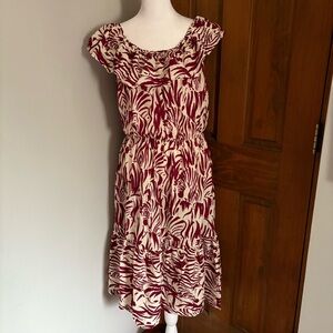 Vintage 1970s ? Muy Small ? Zebra Novelty Print Ruffle Sleeve Midi Dress Boho